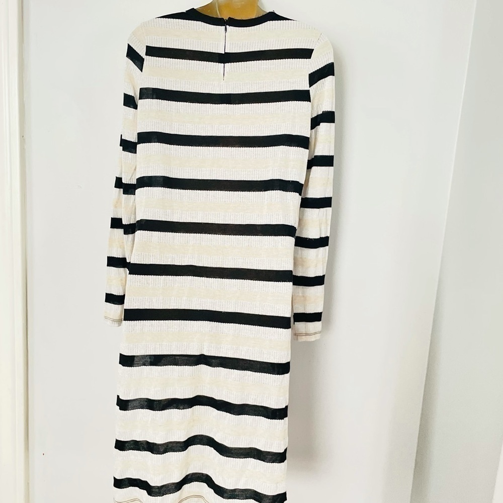 Zara stripe lightweight midi dress side slit euro summer - Picture 3 of 6